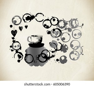 Vector illustration of  coffee. Coffe or tea mugs vector drawing
