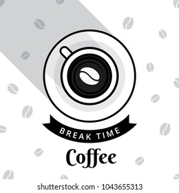 Vector illustration of a coffee, Cup of coffee and coffee beans