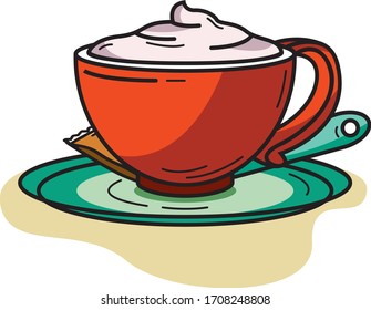 vector illustration coffee cup, coffee beans, plastic coffee cup, hot coffee.