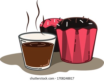vector illustration coffee cup, coffee beans, plastic coffee cup, hot coffee.
