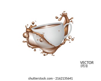 vector illustration coffee cup design template,splash in coffee cup.