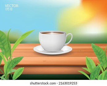 vector illustration coffee cup design template, on the table.
