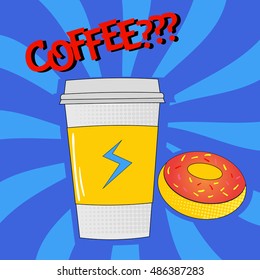 Vector Illustration of Coffee Cup and Donut 