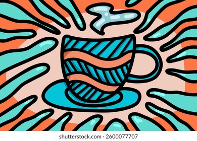 Vector illustration coffee cup doodle hand drawn line signs for cafes, restaurants, menus, fabrics, websites