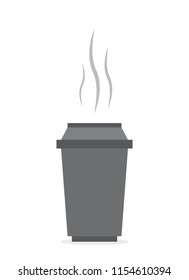 vector illustration of coffee cup icon flat design. Plastic coffee cup with hot coffee in flat style