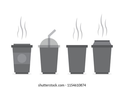 vector illustration of coffee cup icon flat design. Plastic coffee cup with hot coffee in flat style