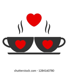 Vector illustration of coffee cup icon, heart icon.