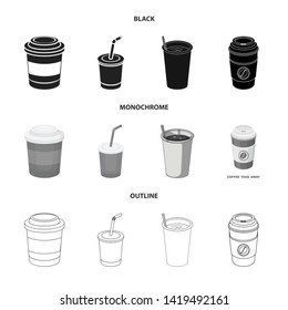Vector illustration of coffee and cup icon. Collection of coffee and hot stock vector illustration.