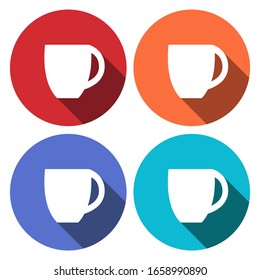 vector illustration with coffee cup icon in flat design style with long shadows
