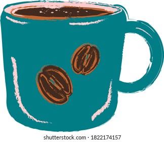 Ilustración vectorial del icono de la taza de café, aislada en el fondo blanco