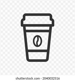 Vector illustration of coffee cup icon in dark color and transparent background(png).