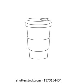 Vector Illustration Coffee cup isolated with white backgroud - lineart design - vector