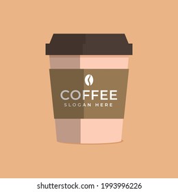 Vector illustration of a coffee cup isolated on the background. Plastic coffee cup in flat style