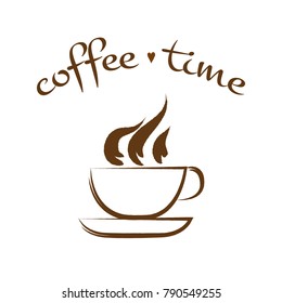 Vector illustration of coffee cup isolated on white background. Coffee shop background.