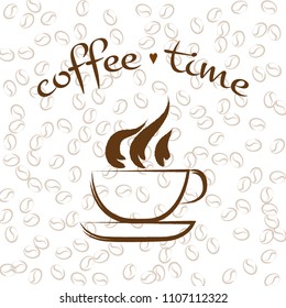 Vector illustration of coffee cup on white background. Coffee shop background