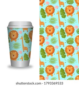 Vector illustration. Coffee Cup With Patterns Template.