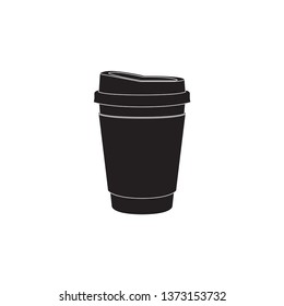 Vector Illustration Coffee Cup Plastic with White background, Solid Design - Vector