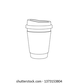 Vector Illustration Coffee Cup Plastic with White background, Lineart Design - Vector