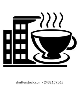Ilustración vectorial, taza de café e icono de restaurante.