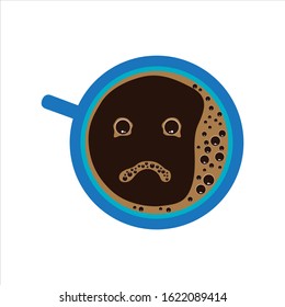 Vector illustration coffee cup with sadness face