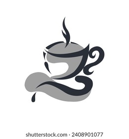 Ilustración vectorial del diseño de silueta de taza de café sobre fondo blanco.