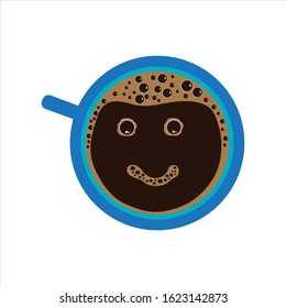 Vector illustration coffee cup with smile face