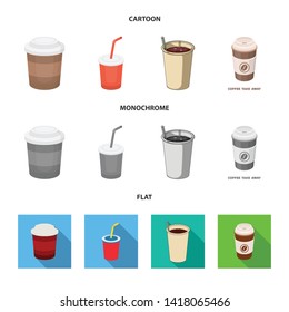 Vector illustration of coffee and cup symbol. Set of coffee and hot stock symbol for web.