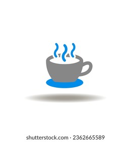 Vector illustration of coffee cup. Symbol of coffee shop. Icon of morning invigorating drink.