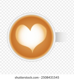 Vector illustration of coffee cup top view on transparent background
