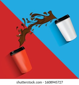 Vector illustration of Coffee Cups in motion