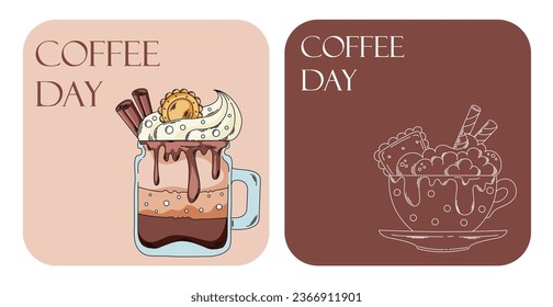 vector illustration coffee day design cocktail drink