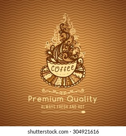 vector illustration Coffee design template with cup, bean, curl, template