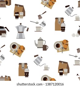 Vector Illustration Coffee Drink Seamless Pattern