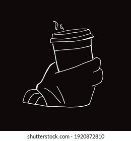 Vector Illustration of Coffee Drinks in Black and White Background and Line Art Design