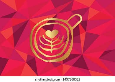 Vector Illustration of Coffee Drinks Icon with Red Polygon and Geometric. Graphic Design for Template, Layout, Background, Poster and More.