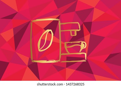 Vector Illustration of Coffee Drinks Icon with Red Polygon and Geometric. Graphic Design for Template, Layout, Background, Poster and More.