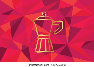 Vector Illustration of Coffee Drinks Icon with Red Polygon and Geometric. Graphic Design for Template, Layout, Background, Poster and More.