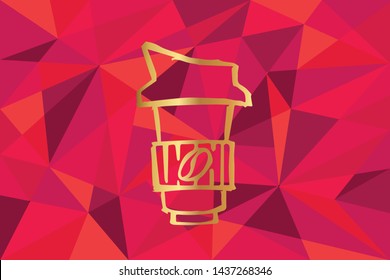 Vector Illustration of Coffee Drinks Icon with Red Polygon and Geometric. Graphic Design for Template, Layout, Background, Poster and More.