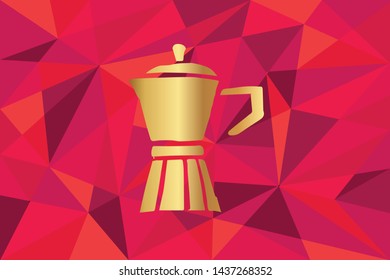 Vector Illustration of Coffee Drinks Icon with Red Polygon and Geometric. Graphic Design for Template, Layout, Background, Poster and More.