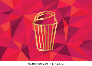 Vector Illustration of Coffee Drinks Icon with Red Polygon and Geometric. Graphic Design for Template, Layout, Background, Poster and More.