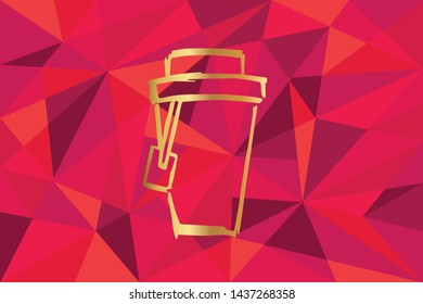 Vector Illustration of Coffee Drinks Icon with Red Polygon and Geometric. Graphic Design for Template, Layout, Background, Poster and More.