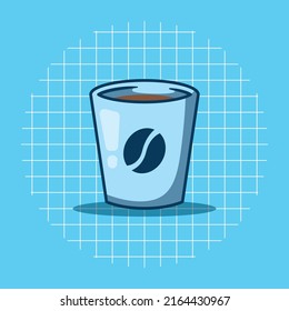 Vector illustration of coffee in a glass. Flat cartoon style.