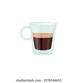 Vector illustration of coffee in glass on white background.