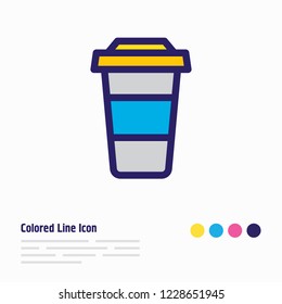 Vector illustration of coffee to go icon colored line. Beautiful joy element also can be used as decaf icon element.