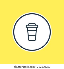 Vector Illustration Of Coffee To Go Outline. Beautiful Joy Element Also Can Be Used As Plastic Cup Element.