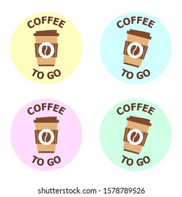 Vector illustration for coffee to go restaurant. Logotype for coffee shop with take away. Business theme.