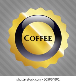 Vector illustration of Coffee gold badge icon
