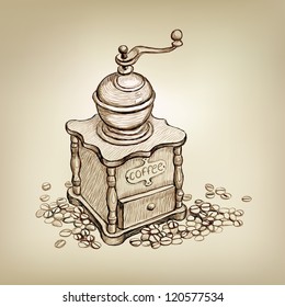 Vector illustration of coffee grinder