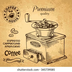 Vector illustration of coffee grinder