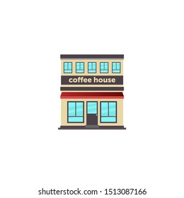 Vector illustration coffee house front facade icon. coffee house building exterior.